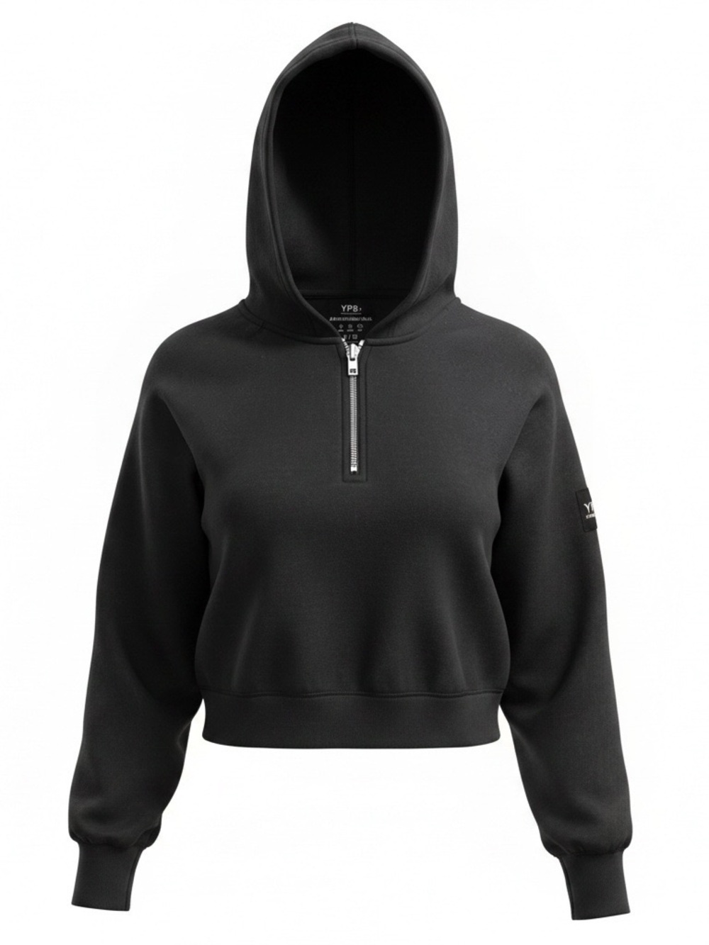 Abercrombie YPB kids Black Half-Zip Cropped Hoodie